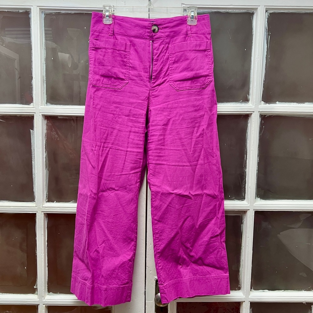 Anthropologie Maeve The Collette Cropped pants, hot pink size 28 - Picture 3 of 5